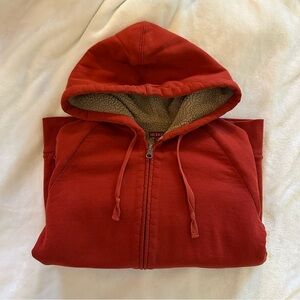 Merona Sherpa Lined Red Zip up Hooded Sweatshirt Hoodie Small